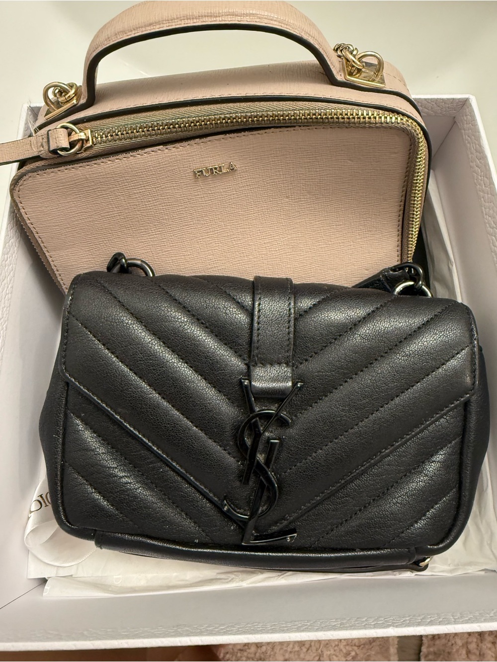 Saint Laurent Black Quilted Leather Crossbody with YSL Logo
